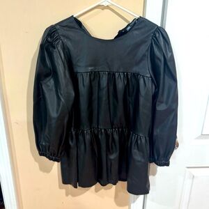 Zara Black Faux Leather Top